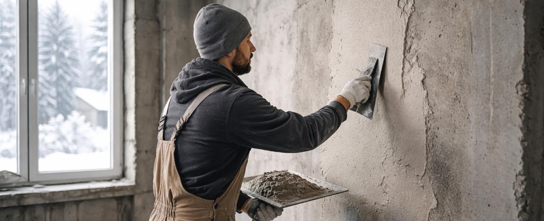 штукатурка зимой