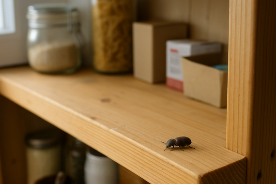 Жук на полке в кладовке