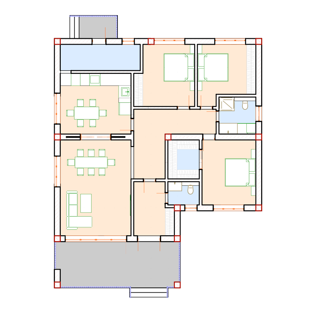 Визуализация дома с эркером и контрастным фасадом