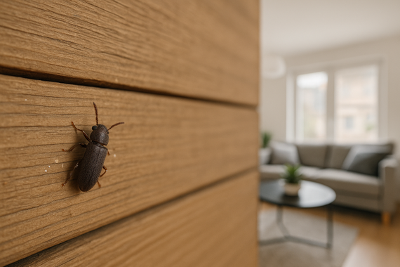 Жук на стене в гостиной