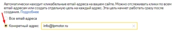 Цель на клик по email Яндекс.Метрика