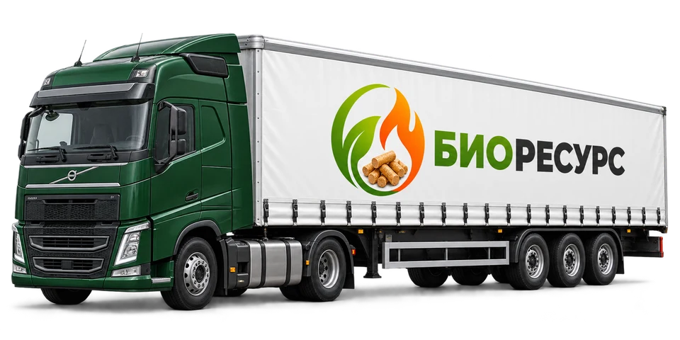 Фура с логотипом БиоРесурс для доставки