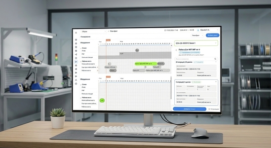 Планирование производства и осуществление все операции и ресурсы на временной шкале