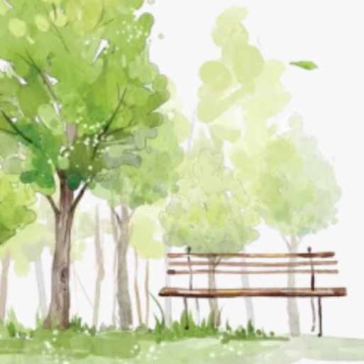 Деревья, лавка, чистая природа акварель - Мосэкомонтаж