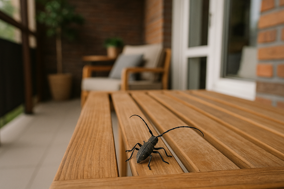 Усач на лавочке на вернаде