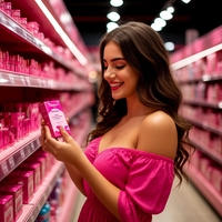 На фото женщина расположилась на диване поглаживает промежности