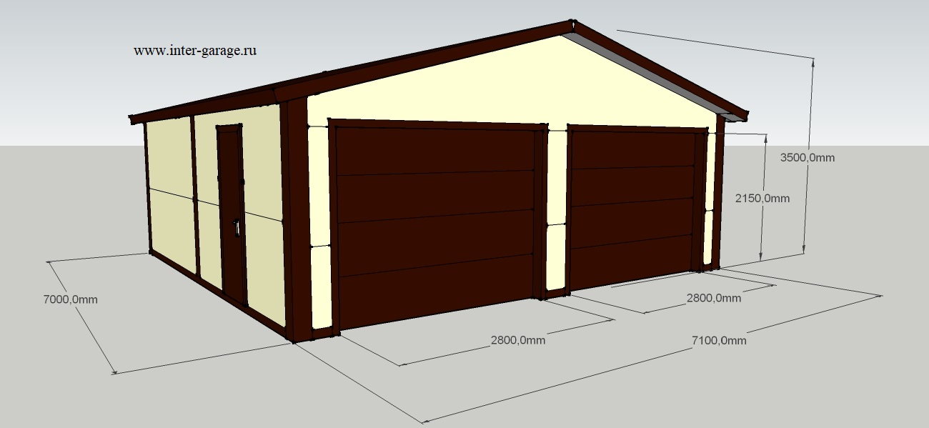 Гараж из сэндвич панелей 7х7