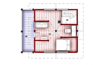 Проект Дома первого этажа в разрезе из бревна под ключ 20,25х12,6 метра 
