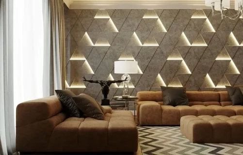 Купить мягкие стеновые панели в гостиную на заказ - МСП 30