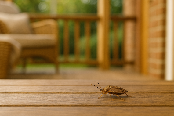 Клоп на столе на веранде