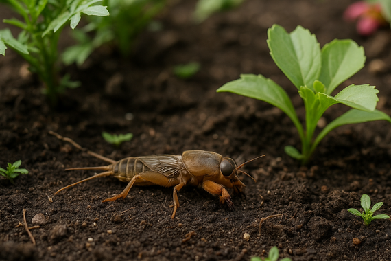 Медведка на клумбе
