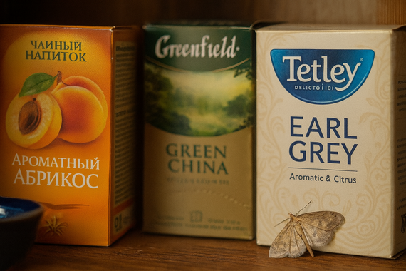 Огневка на полке с чаем