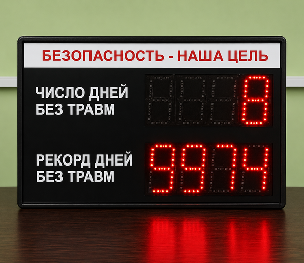 Светодиодное табло показателей травматизма для сотрудников 