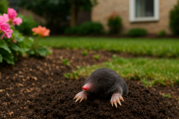 Крот на клумбе