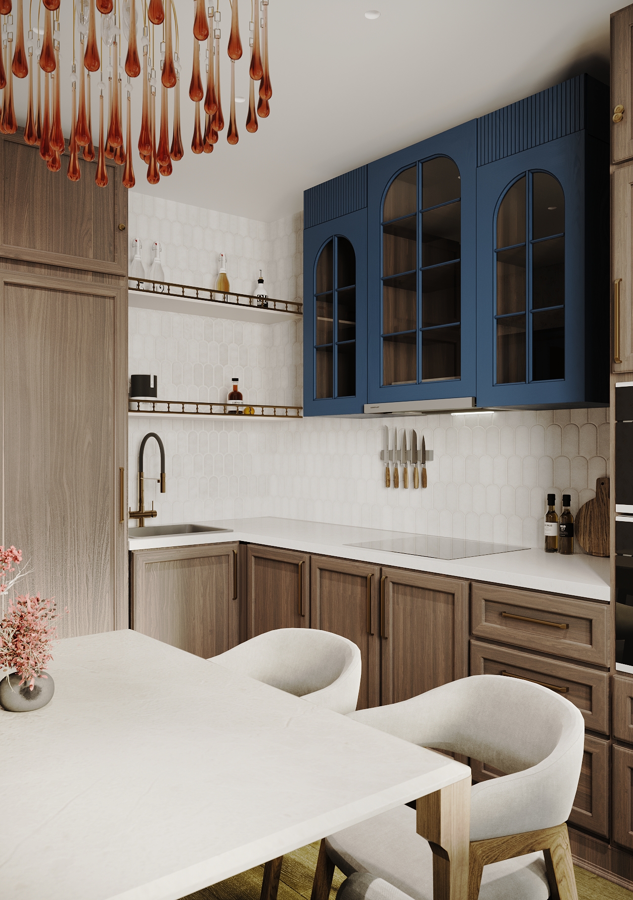 кухня с синими акцентами
