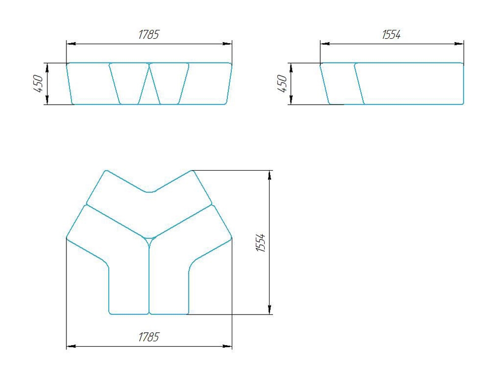 Чертёж размеров и формы кашпо