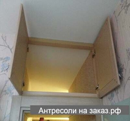 Фотография №32 Антресоль на кухне МДФ рамка (глухая) открытые