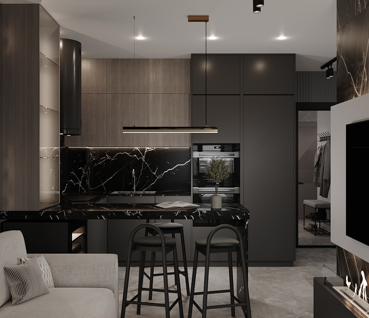 Пример зонирования комнаты 20 кв.м с помощью мебели