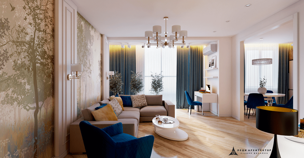 Дихайн двухкомнатной квартиры в ЖК Казансу