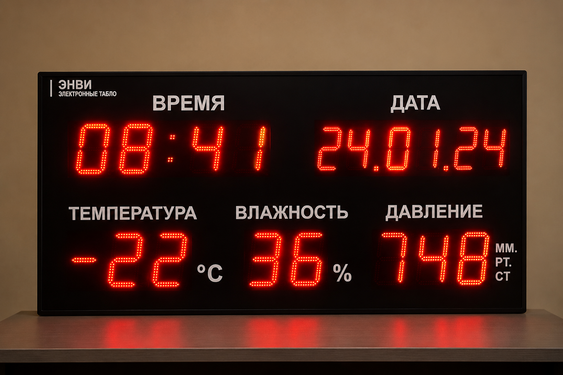 Светодиодное метеотабло с отображением времени и даты
