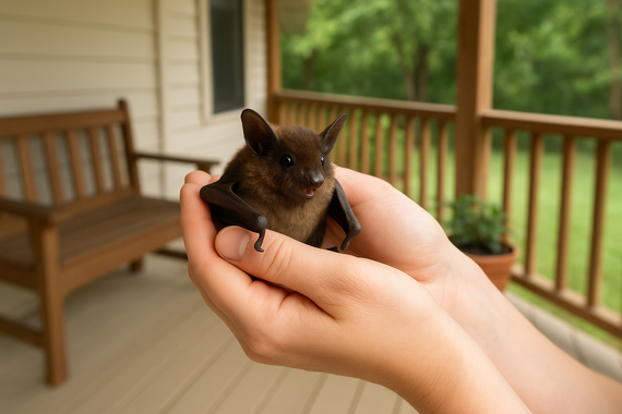 Летучая мышь в руках человека