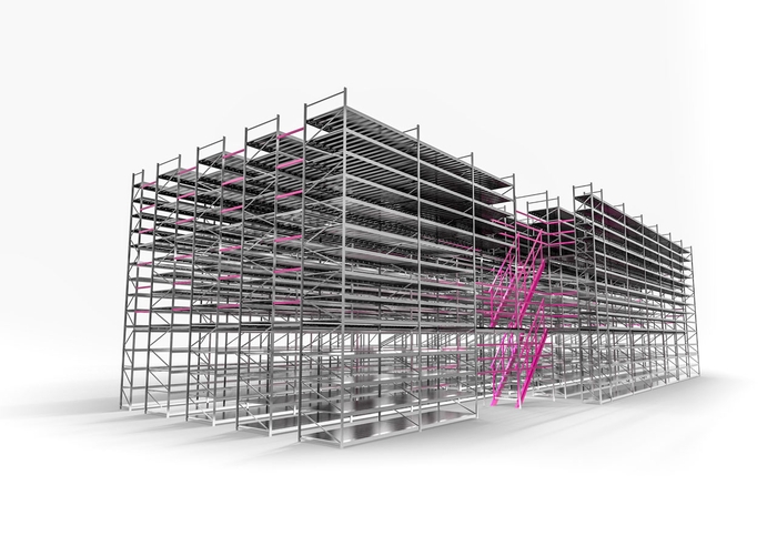 Мезонинный стеллаж на основе полочных стеллажей серии Цинк