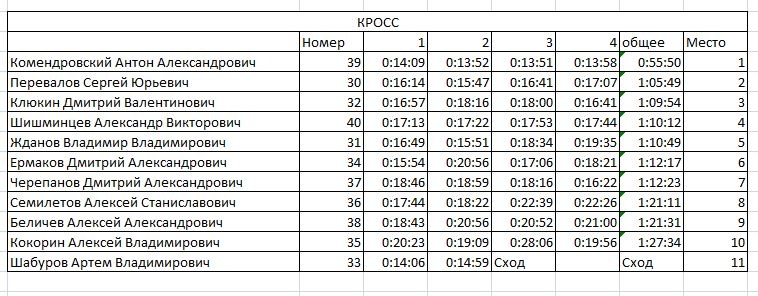 Результаты гонки железный дровосек 4