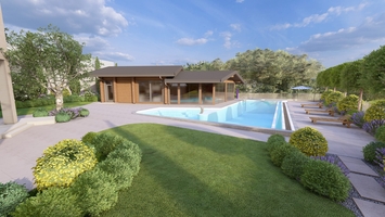 Эстетичный уголок с большими горшками, наполненными зеленью