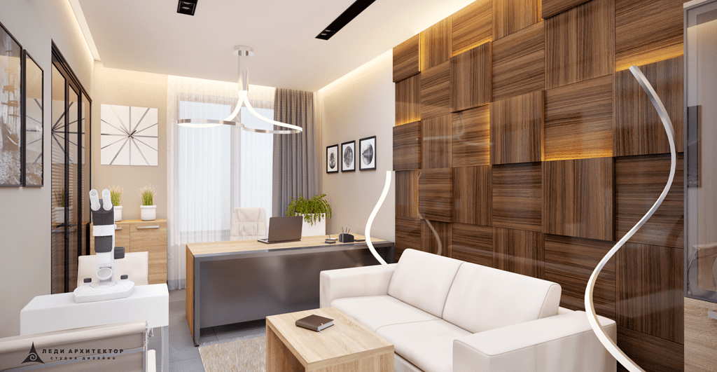 Современный интерьер кабинета главного врача клиники Корд