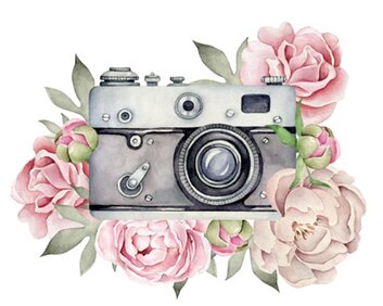 Фотокамера среди живых цветов
