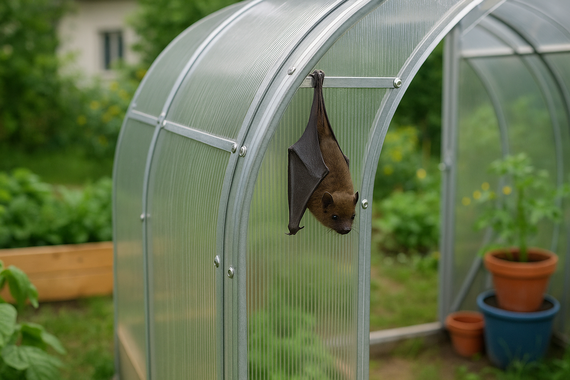 Летучая мышь на теплице