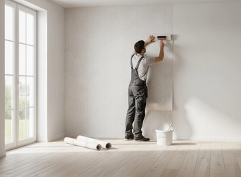 поклейка стен обоями