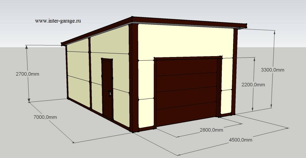 Гараж из сэндвич панелей 7х4